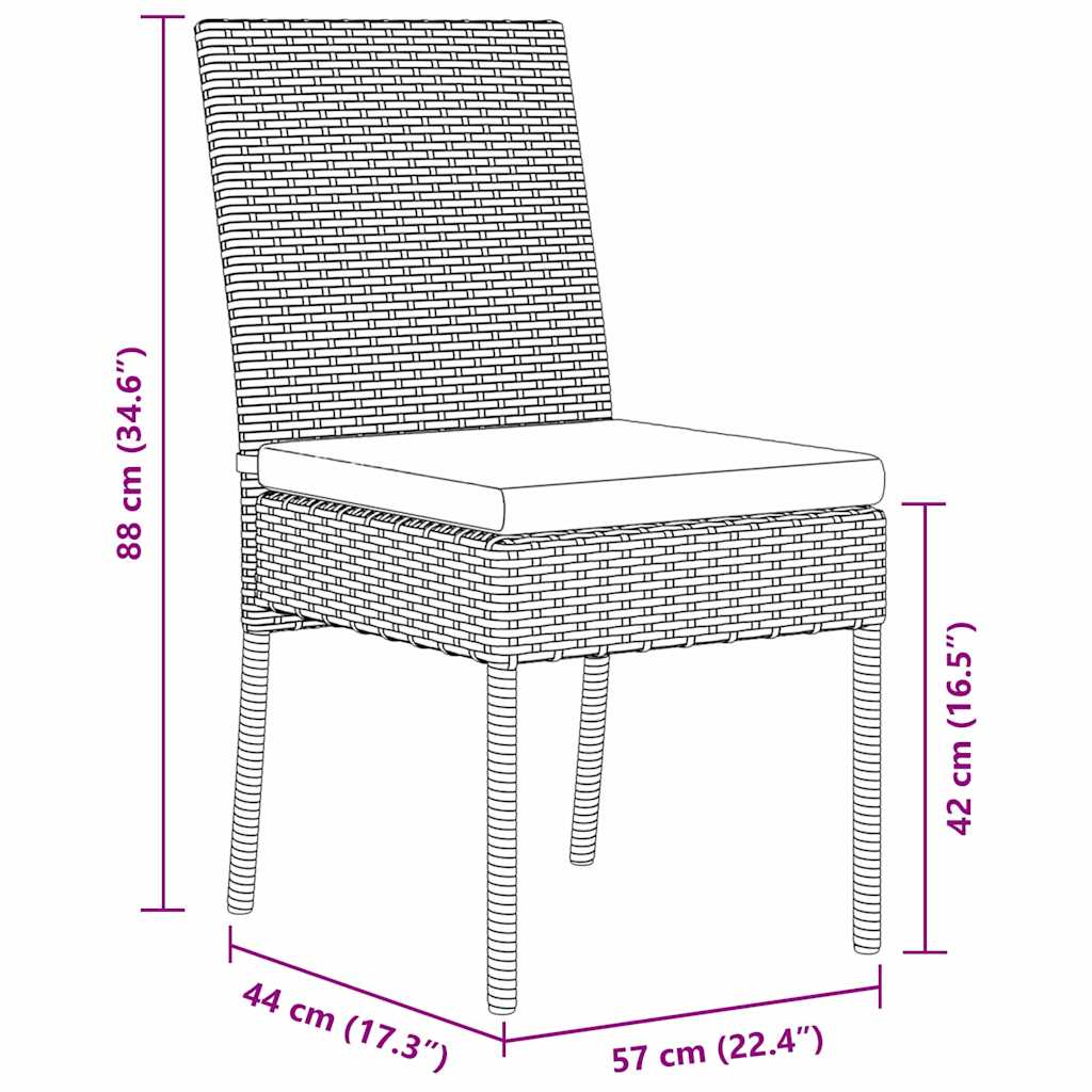 Garden Dining Set 3 pcs Grey Poly rattan