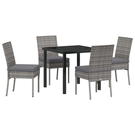 Garden Dining Set 5 pcs Grey Poly rattan