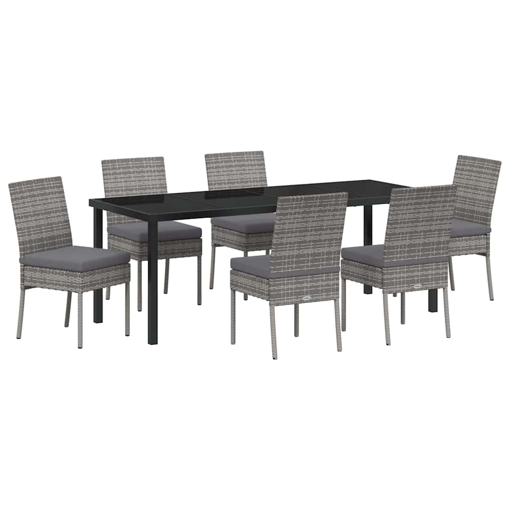 Garden Dining Set 7 pcs Grey Powder-Coated Steel