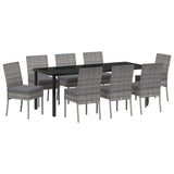 Garden Dining Set 9 pcs Grey Powder-Coated Steel