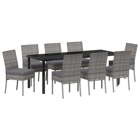 Garden Dining Set 9 pcs Grey Powder-Coated Steel