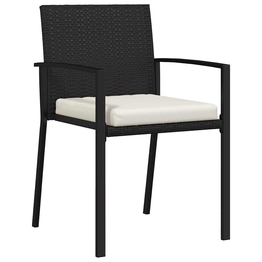 Garden Dining Set 3 pcs Black Poly rattan