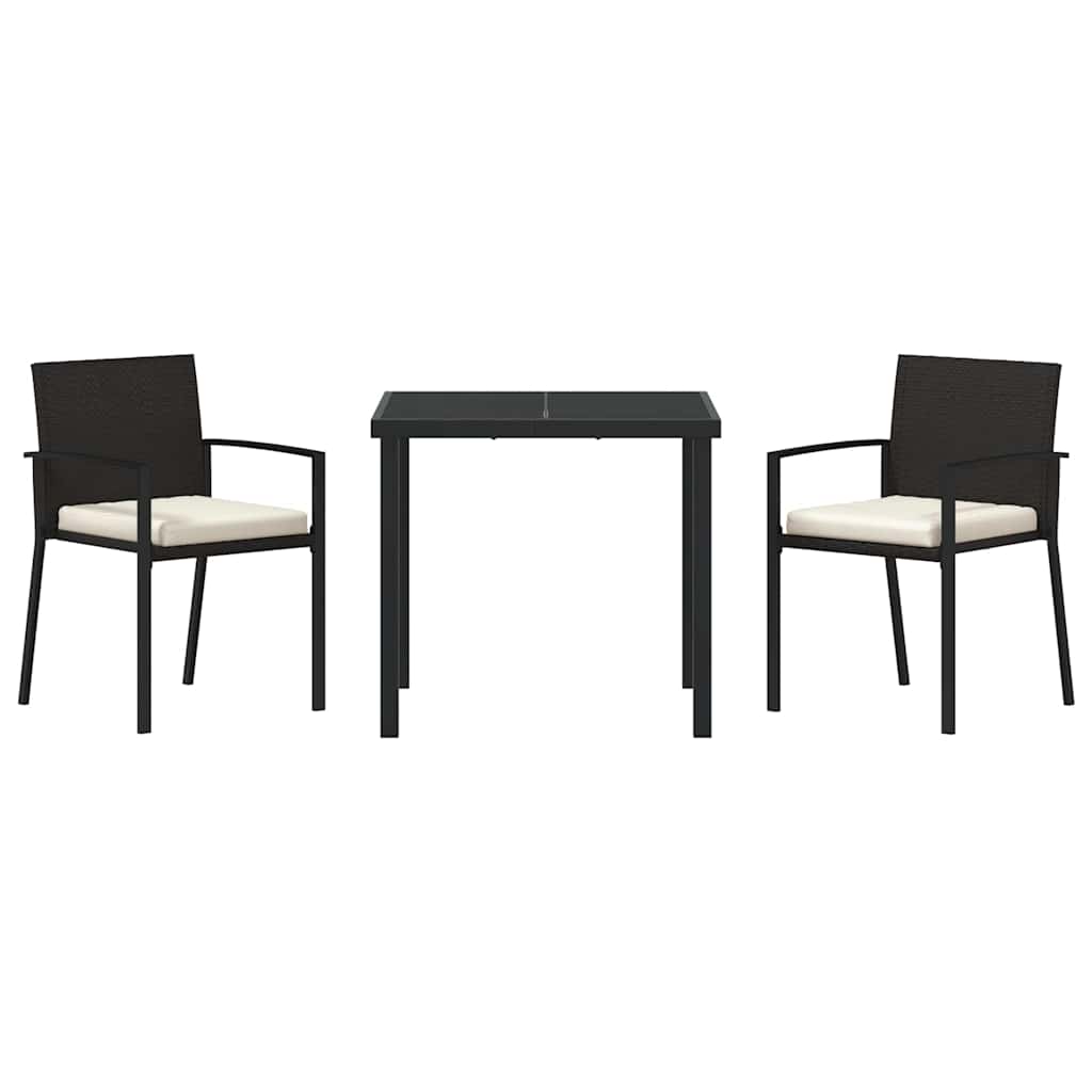 Garden Dining Set 3 pcs Black Poly rattan