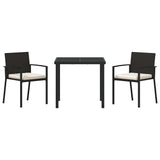 Garden Dining Set 3 pcs Black Poly rattan