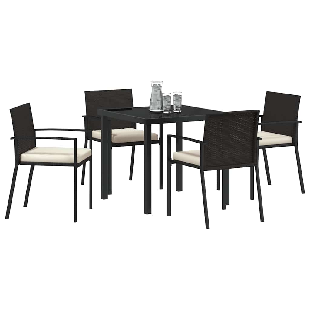 Garden Dining Set 5 pcs Black Poly rattan