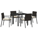 Garden Dining Set 5 pcs Black Poly rattan