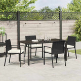 Garden Dining Set 5 pcs Black Poly rattan