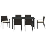 Garden Dining Set 7 pcs Black Poly rattan