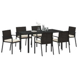 Garden Dining Set 7 pcs Black Poly rattan