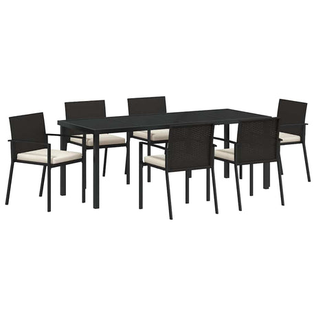 Garden Dining Set 7 pcs Black Powder-Coated Steel
