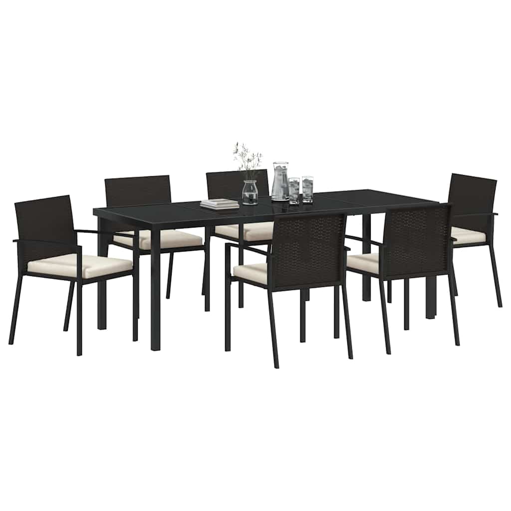 Garden Dining Set 7 pcs Black Powder-Coated Steel