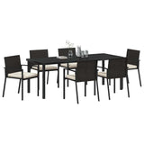 Garden Dining Set 7 pcs Black Powder-Coated Steel
