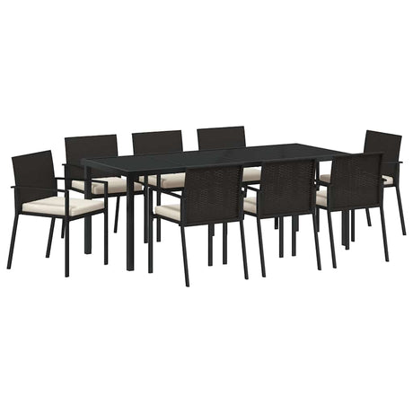 Garden Dining Set 9 pcs Black Powder-Coated Steel