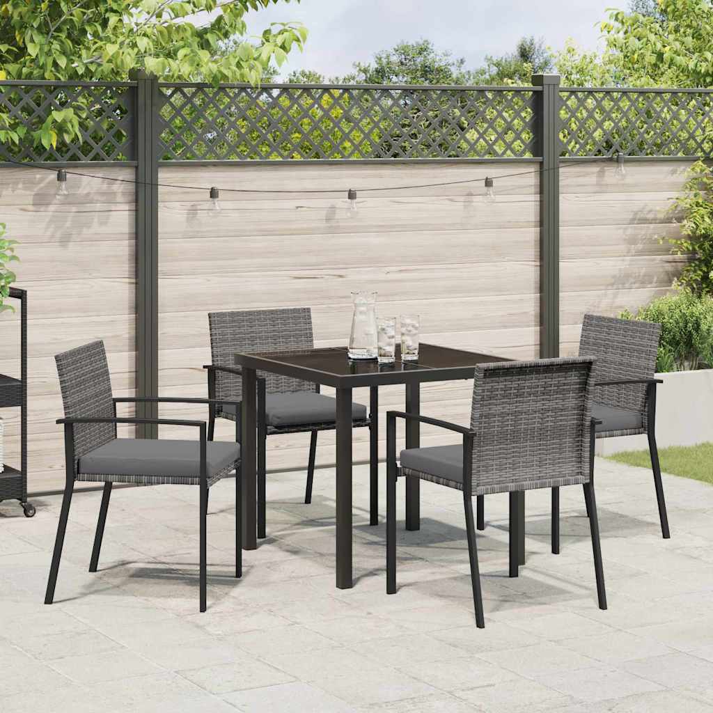 Garden Dining Set 5 pcs Grey Poly rattan