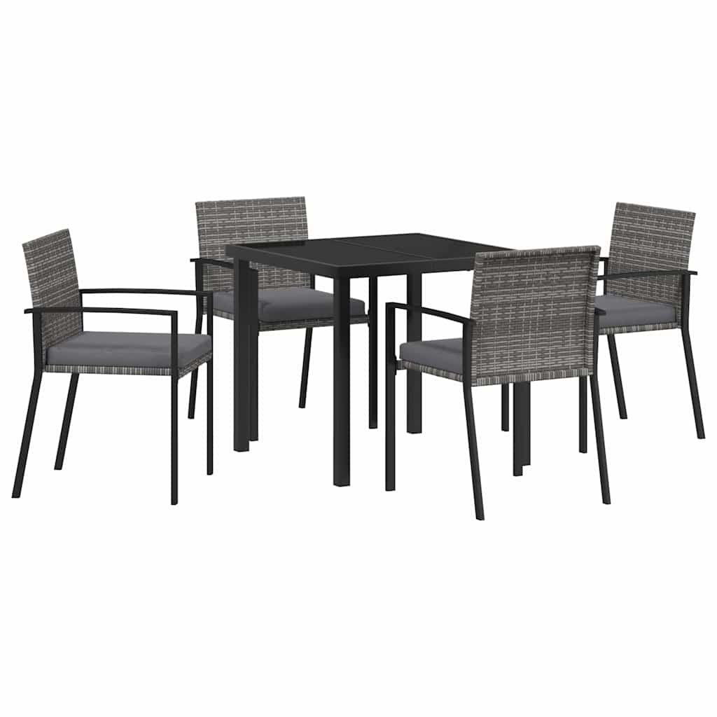 Garden Dining Set 5 pcs Grey Poly rattan
