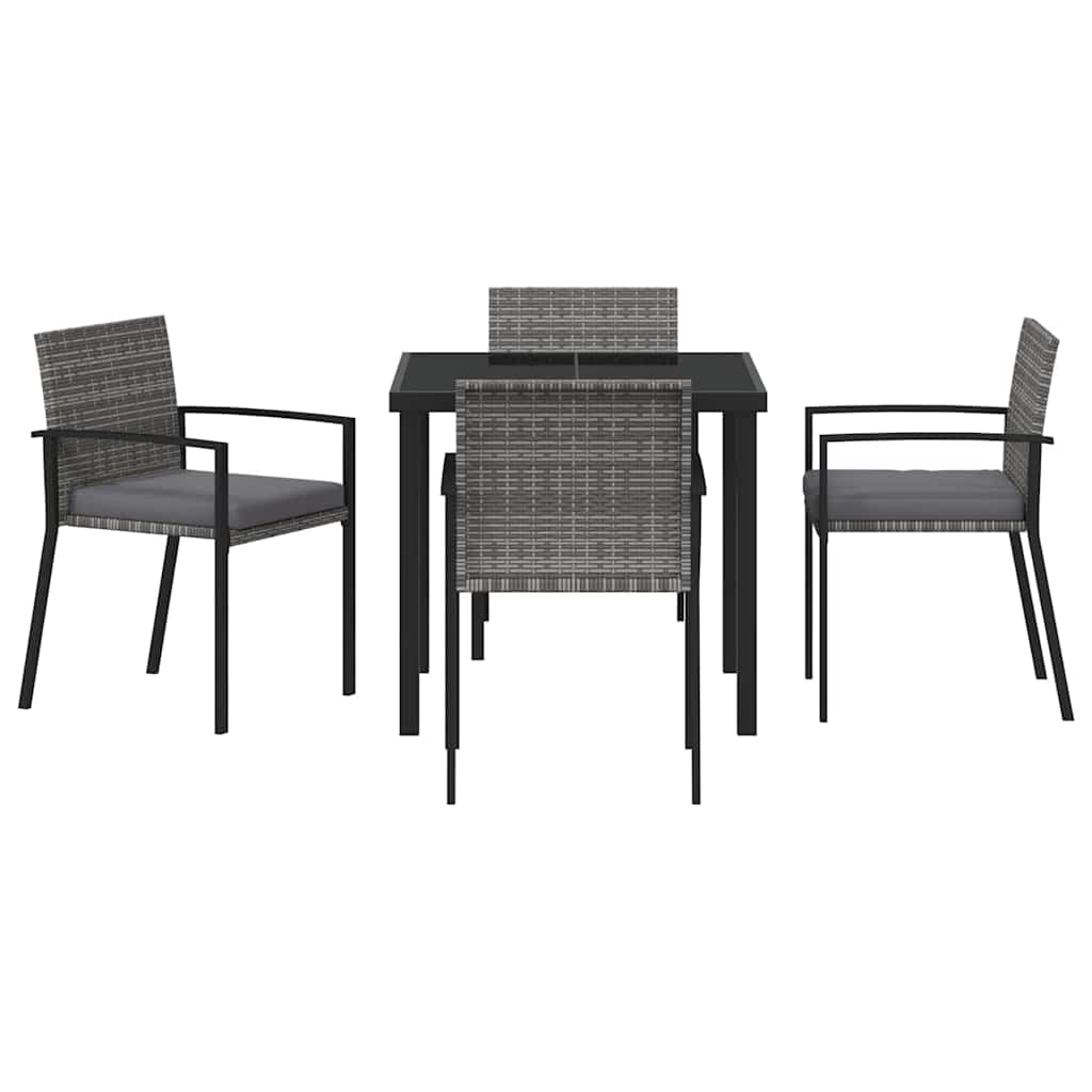 Garden Dining Set 5 pcs Grey Poly rattan