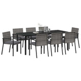 Garden Dining Set 9 pcs Grey Powder-Coated Steel