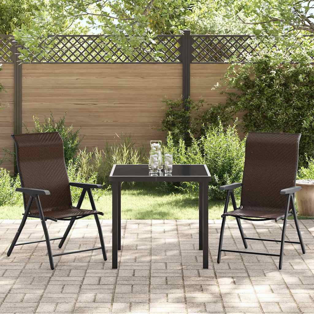 Garden Dining Set Height-Adjustable 3 pcs Brown Poly rattan