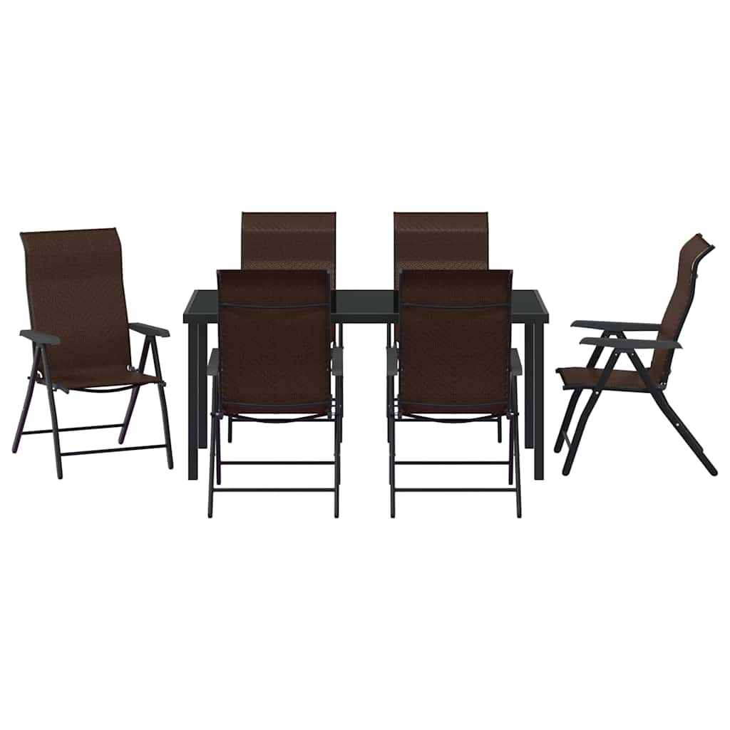 Garden Dining Set Height-Adjustable 7 pcs Brown Poly rattan