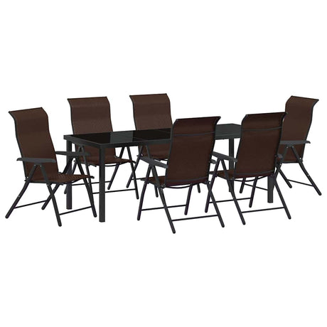 Garden Dining Set 7 pcs Brown Powder-Coated Steel