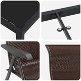 Garden Dining Set 9 pcs Brown Powder-Coated Steel