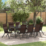 Garden Dining Set 9 pcs Brown Powder-Coated Steel