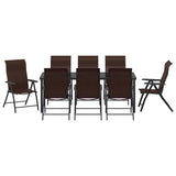 Garden Dining Set 9 pcs Brown Powder-Coated Steel