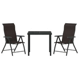Garden Dining Set 3 pcs Black coffee Poly rattan