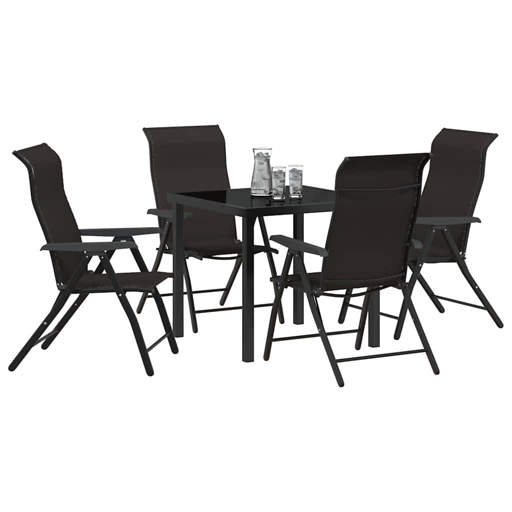 Garden Dining Set 5 pcs Black coffee Poly rattan