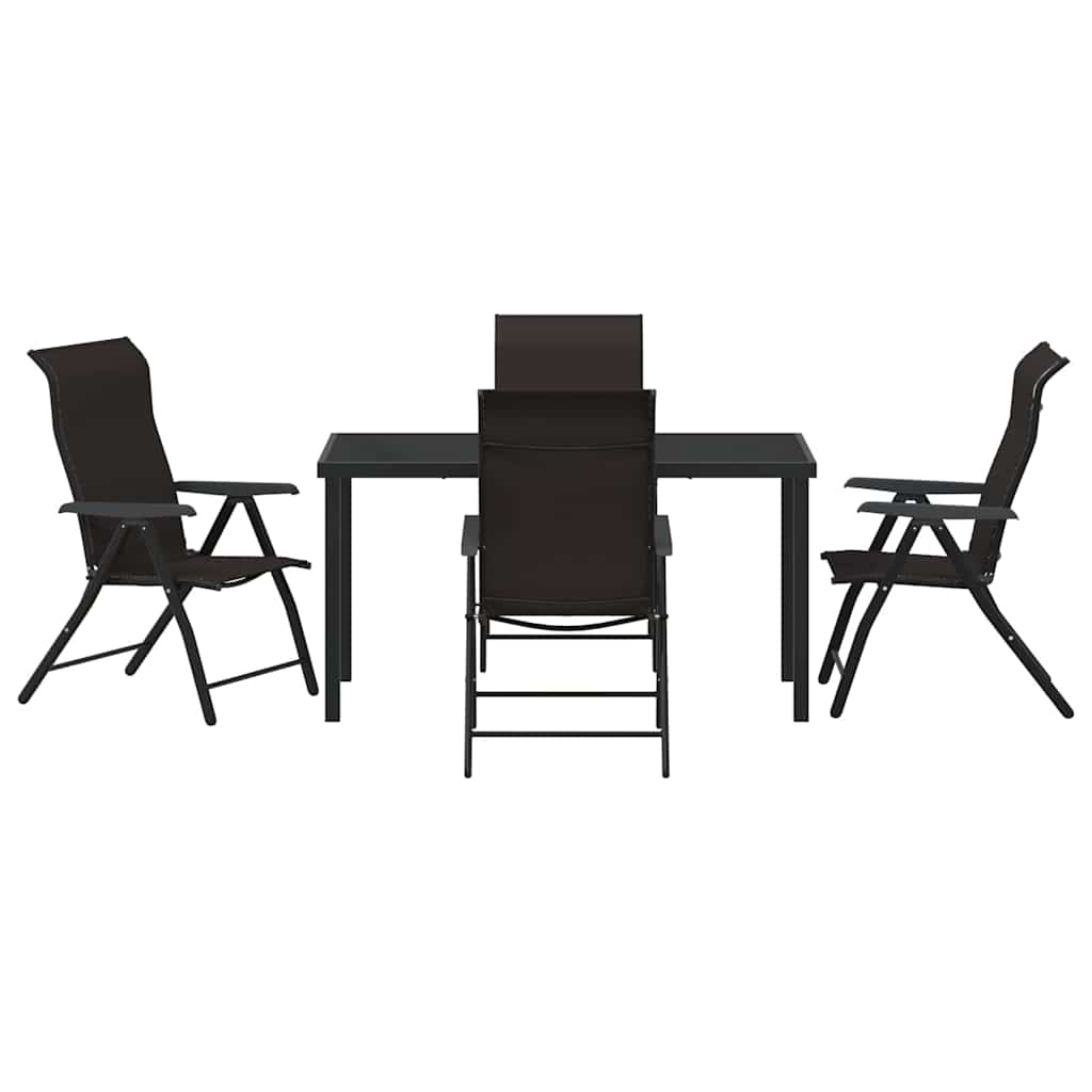 Garden Dining Set 5 pcs Black coffee Poly rattan