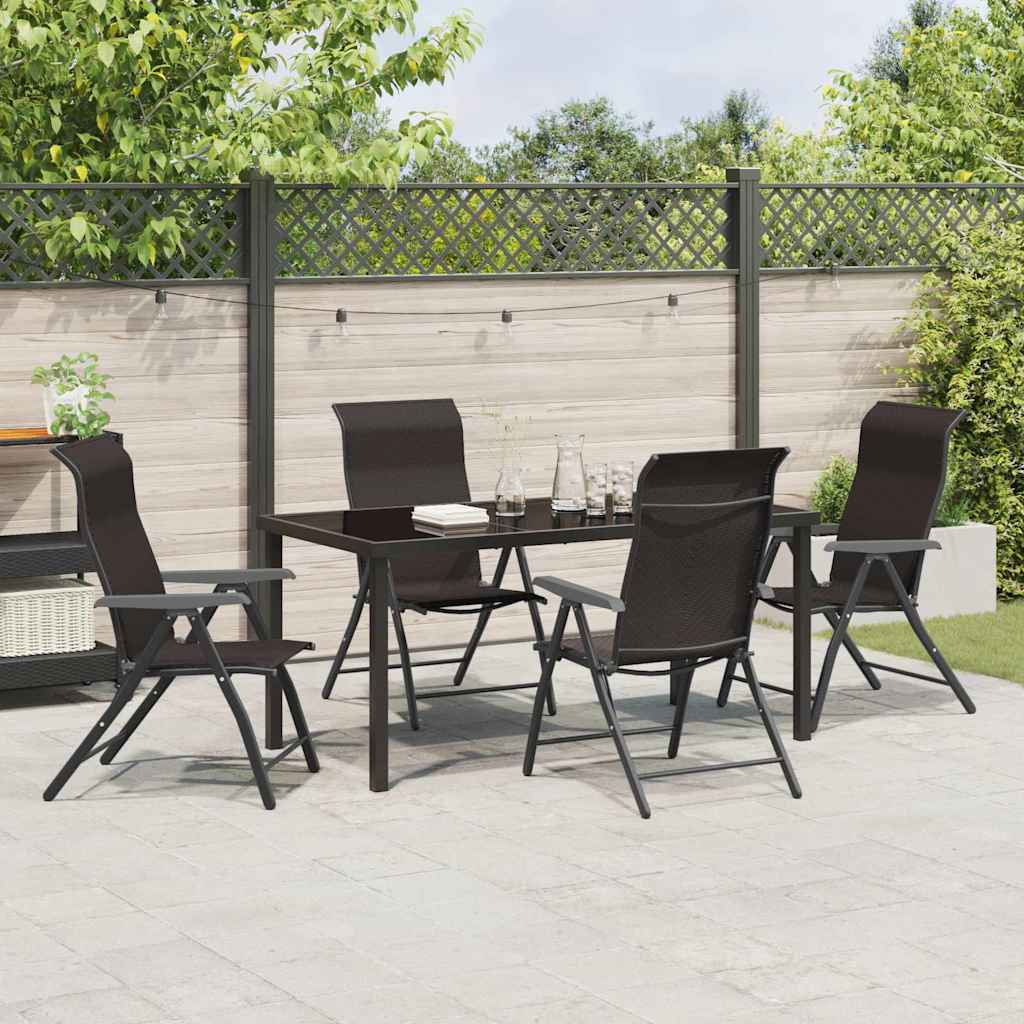 Garden Dining Set 5 pcs Black coffee Poly rattan