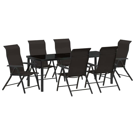 Garden Dining Set 7 pcs Black Coffee Powder-Coated Steel