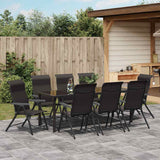 Garden Dining Set 9 pcs Black Coffee Powder-Coated Steel