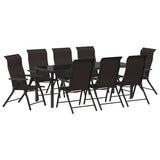 Garden Dining Set 9 pcs Black Coffee Powder-Coated Steel