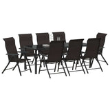 Garden Dining Set 9 pcs Black Coffee Powder-Coated Steel
