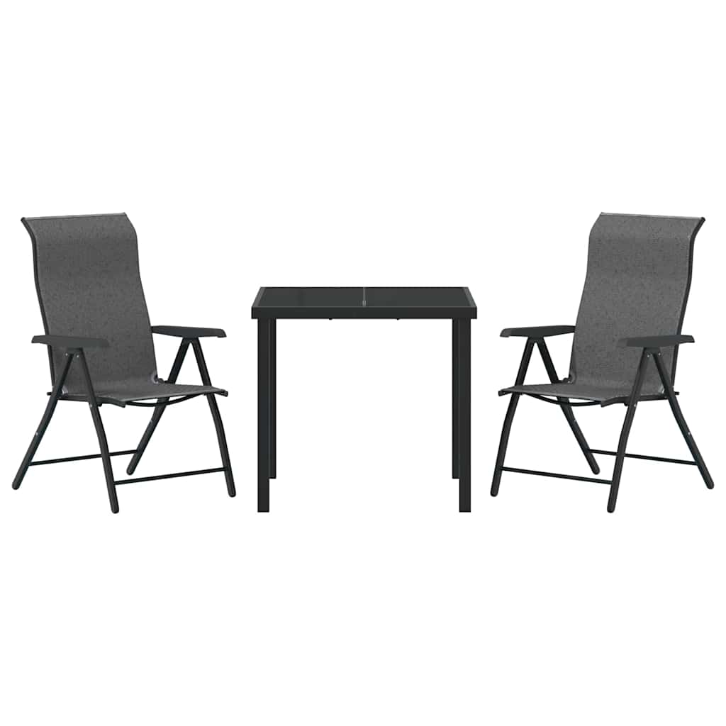 Garden Dining Set Height-Adjustable 3 pcs Grey Poly rattan