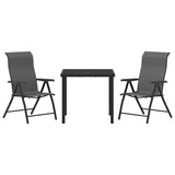 Garden Dining Set Height-Adjustable 3 pcs Grey Poly rattan