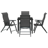 Garden Dining Set Height-Adjustable 5 pcs Grey Poly rattan