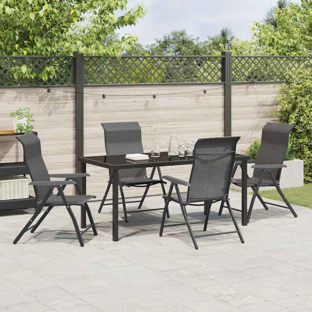 Garden Dining Set Height-Adjustable 5 pcs Grey Poly rattan