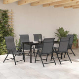 Garden Dining Set Height-Adjustable 7 pcs Grey Poly rattan