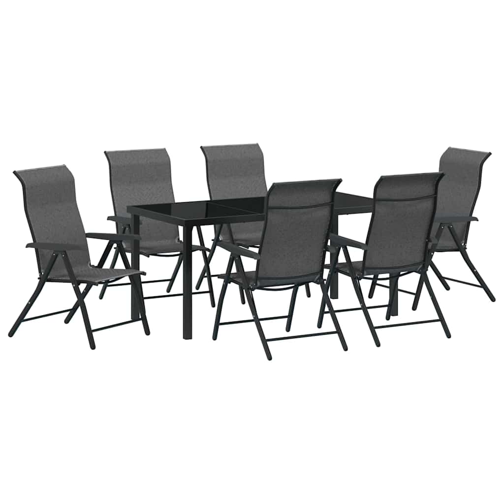 Garden Dining Set Height-Adjustable 7 pcs Grey Poly rattan