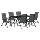 Garden Dining Set Height-Adjustable 7 pcs Grey Poly rattan