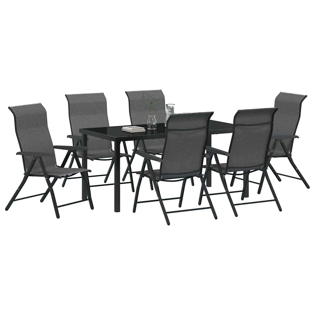 Garden Dining Set Height-Adjustable 7 pcs Grey Poly rattan