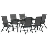 Garden Dining Set Height-Adjustable 7 pcs Grey Poly rattan