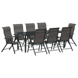 Garden Dining Set 9 pcs Grey Powder-Coated Steel