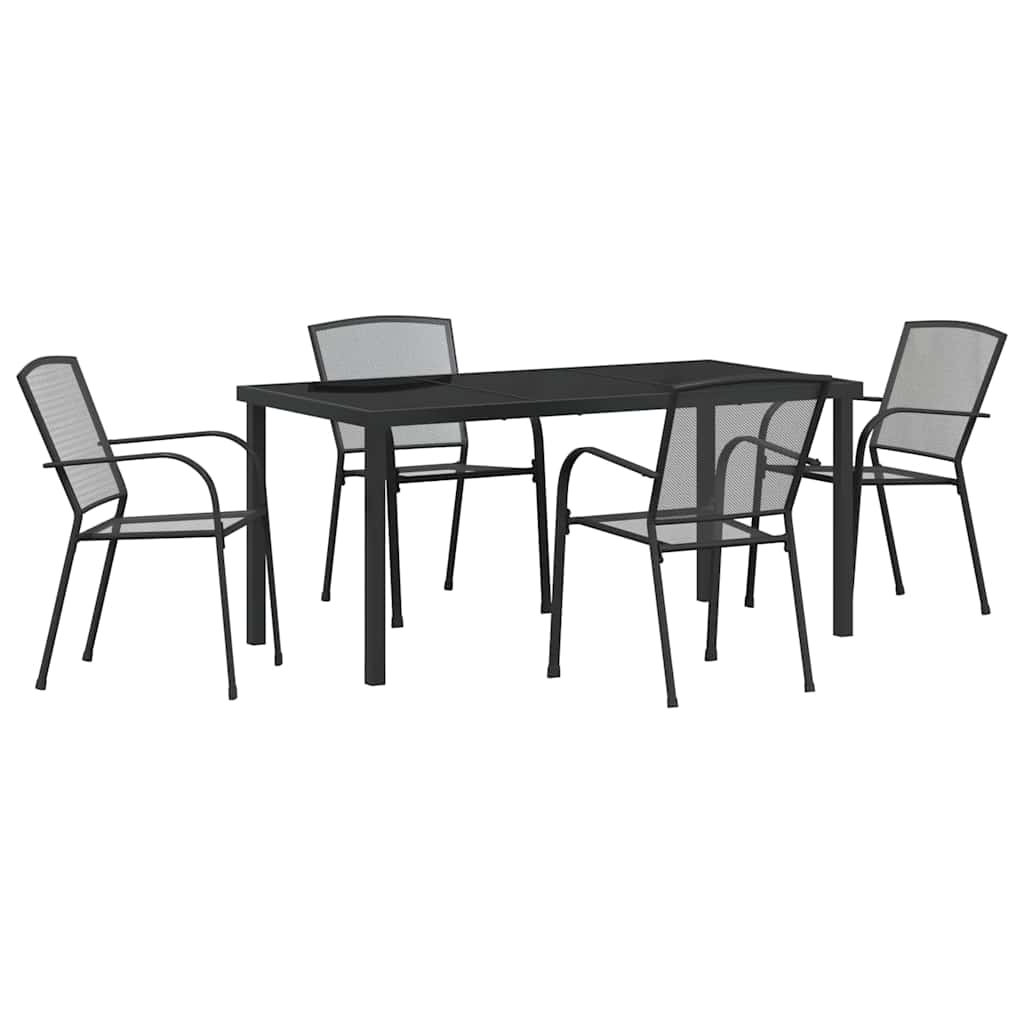Garden Dining Set 5 pcs Anthracite Steel