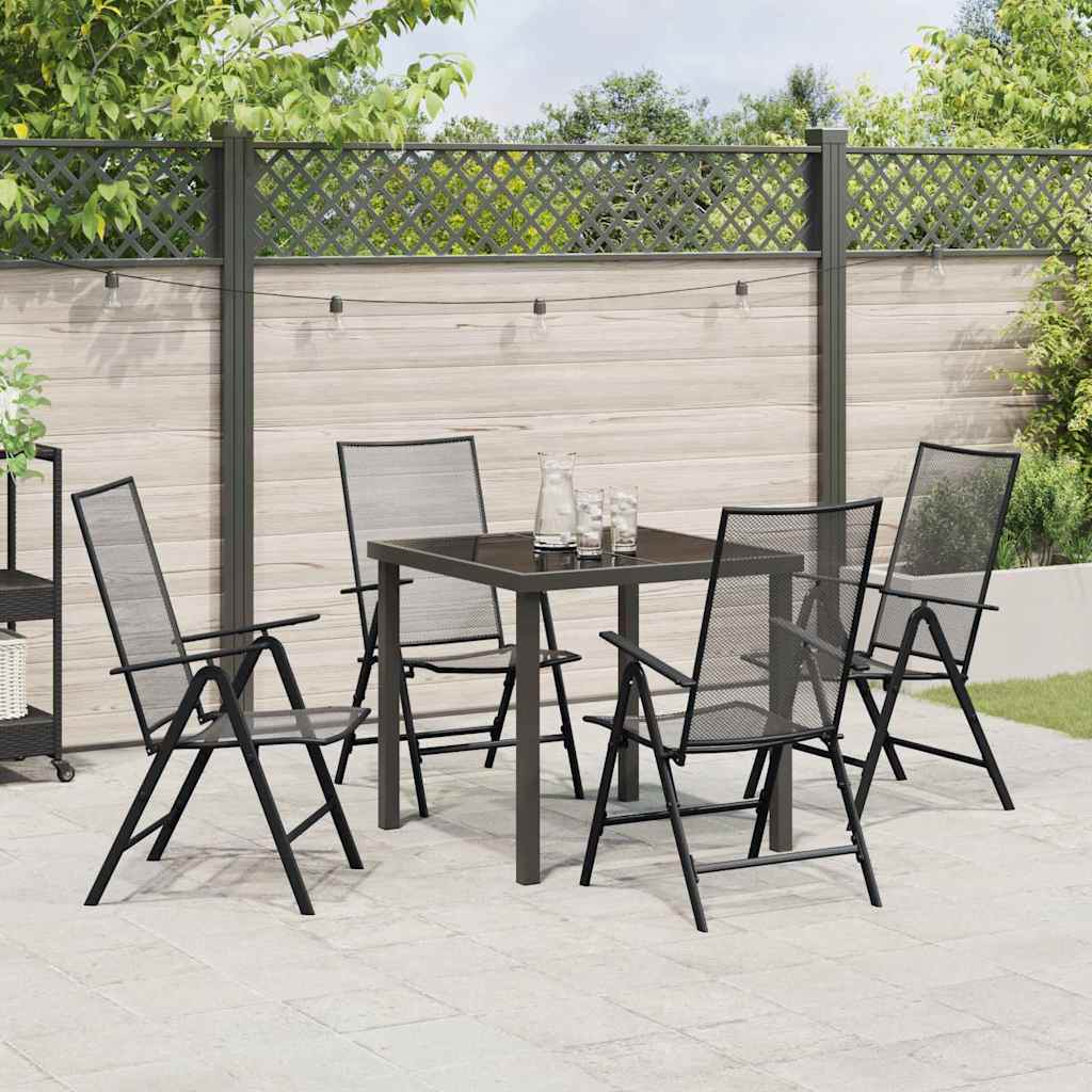 Garden Dining Set Folding 5 pcs Anthracite Steel