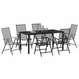 Garden Dining Set Folding 7 pcs Anthracite Steel