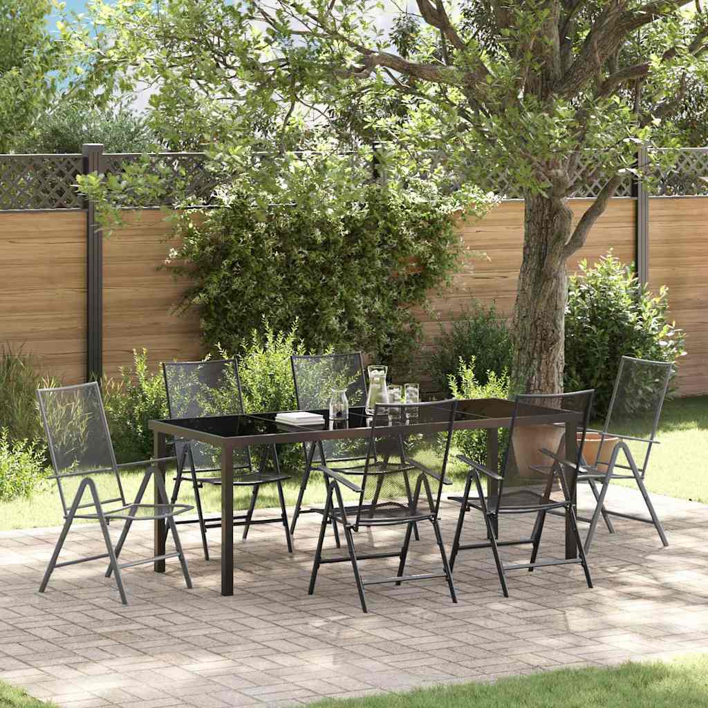 Garden Dining Set 7 pcs Anthracite Powder-Coated Steel