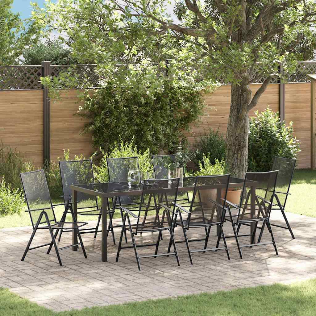 Garden Dining Set 9 pcs Anthracite Powder-Coated Steel